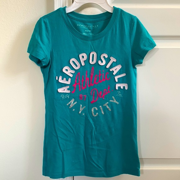 Blue XS Aeropostale Fitted Tee Shirt - Picture 2 of 5